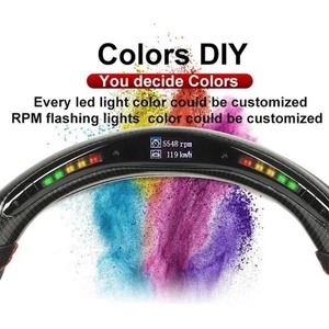 LED-Schaltlichter Carbonfaser-Lenkrad Rote Nähte Auto Für S4 S5 RS5 B8 S6 - Bild 1 von 24