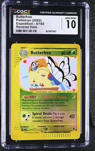 CGC 10 GEM MINT Butterfree 2002 Expedition 5/165 Reverse Holo Pokemon Card - Picture 1 of 2