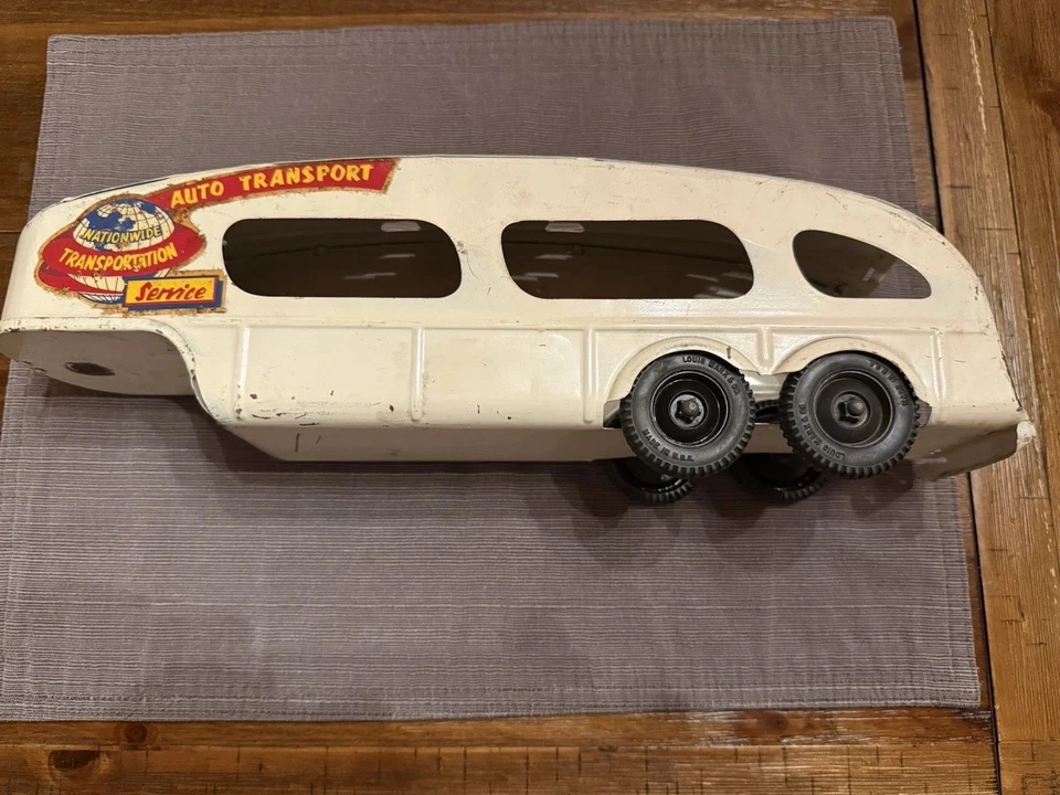 Remolque de acero prensado Marx Deluxe de colección transporte automático transporte carros camión 20 Foto 1 de 4