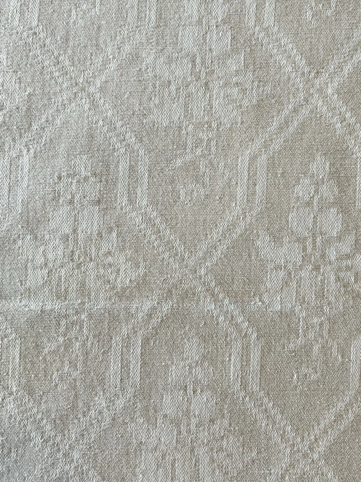 52x78亚麻混纺桌布? 轻卡其色漂亮设计厚手织?? — 第 1/4 张图片