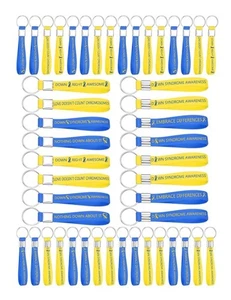 120 Stck. Down Syndrom Bewusstsein Silikon Armband Schlüsselanhänger blau & gelb - Bild 1 von 4