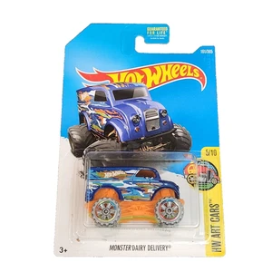 2017 Hot Wheels #161 HW Art Cars MONSTER DAIRY DELIVERY Blue w/Gray Wheels OH6Sp - Picture 1 of 12