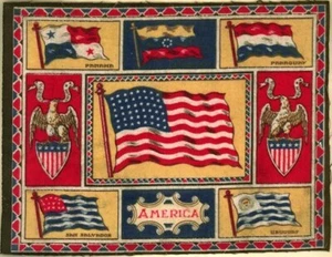AMERICA CONTINENT FLAGS POSTER Ancient Art Print RARE - Picture 1 of 1
