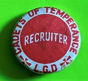 Cadets of Temperance L.G.D Recruiter Badge Impressed Mark J R Gaunt Christianity - Picture 1 of 3