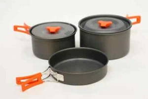 Vango Hard Anodised 2 Person Cook Kit - Nesting Stacking Camping Pan Set - Picture 1 of 3