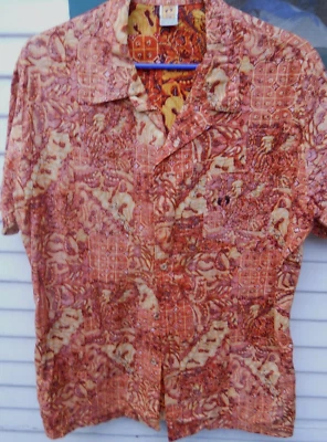 VINTAGE 70'S HANG TEN TROPICAL PRINT SHORTSLEEVE HAWAIIAN SHIRT SZ XLRG CTTN BLD - Image 1 of 4