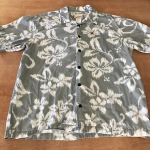 Quicksilver Hawaiihemd Herren L grau Blumen Knopfleiste Tasche Kurzarm - Bild 1 von 13
