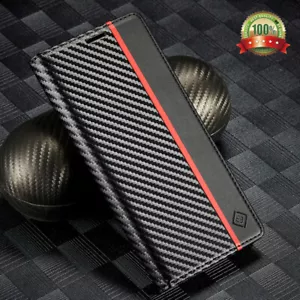 Funda tipo billetera de fibra de carbono magnética de cuero abatible para Samsung A16/A26/A36/A56 - Imagen 1 de 14