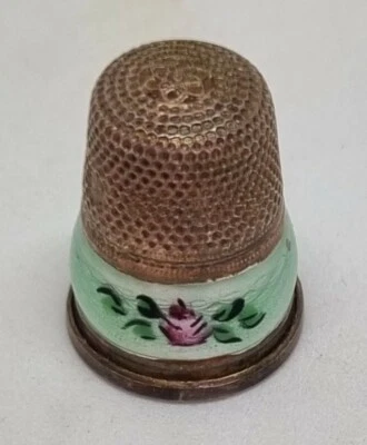 Rosas de dedal de plata de ley 935 y esmalte guilloche c1900 Foto 1 de 4