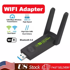 USB 3.0 WiFi Adapter 1300Mbps Long Range Dual Band 5Ghz Wireless Network Dongle - Picture 1 of 14