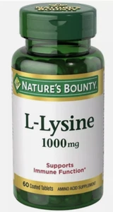 Nature’s Bounty L-LYSINE 1000mg 60 Tablets EXP 08/2027 Supports Immune Health - Picture 1 of 3