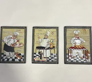 Italian Chef By Dena Maria 3D Ceramic Wall Tile Art Kitchen Wall Plaque Set Of 3 - Picture 1 of 5
