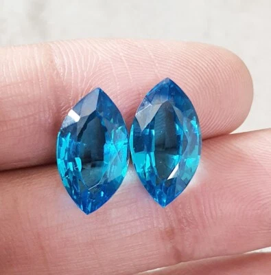 19.83 Ct Flawless AAA Blue Paraiba Spinel Marquise Cut Matching Pair Loose Gems - Image 1 of 4