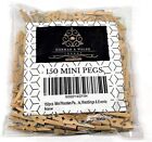150x Mini Wooden Pegs With Jute String - Hold Photos Pictures Notes Scrapbookin