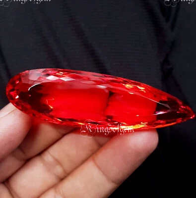 160 quilates cor topázio vermelho brilhante artificial qualidade superior formato de pera - Imagem 1 de 4
