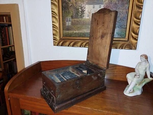 Seltene REISE DRUCKEREI um 1850 Schöner Kasten aus Eichenholz mit Bleischrift - Bild 1 von 19