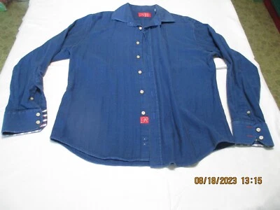 Dress Shirt By: RUFUS Blue Size = Large Long sleeve W ith Original Spare Buttons - Image 1 of 4