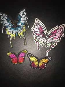 4 Butterflies Appliqués Patch Sew On Iron On 9x12cm Butterfly Patches - Picture 1 of 6
