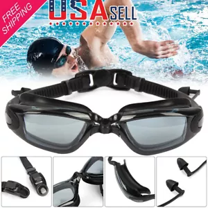 Occhiali da nuoto adulti regolabili impermeabili antiappannamento UV nuoto + tappo orecchie - Foto 1 di 10