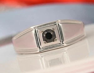 Natural Genuine 1/2 Carat Black Diamond Men's Cocktail Engagement Ring Size 14. - Picture 1 of 7