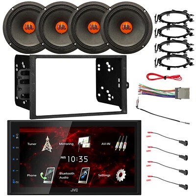 Receptor de carro JVC 2DIN USB Bluetooth, alto-falantes 4x 6,5" 300W, kit de instalação 95-up GM - Imagem 1 de 4