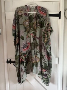 ⭐️ ONE HUNDRED STARS *ECCENTRIC BLOOMS PUTTY* Throwover Kaftan KIMONO NEW - Picture 1 of 7