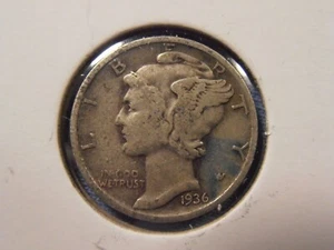 1936 P Mercury Silver Dime, (36P12) - Picture 1 of 2