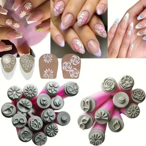 6/10/15pcs Flower Painting Drawing Nail Art Stamp Pen Set NailTemplate - Imagen 1 de 15