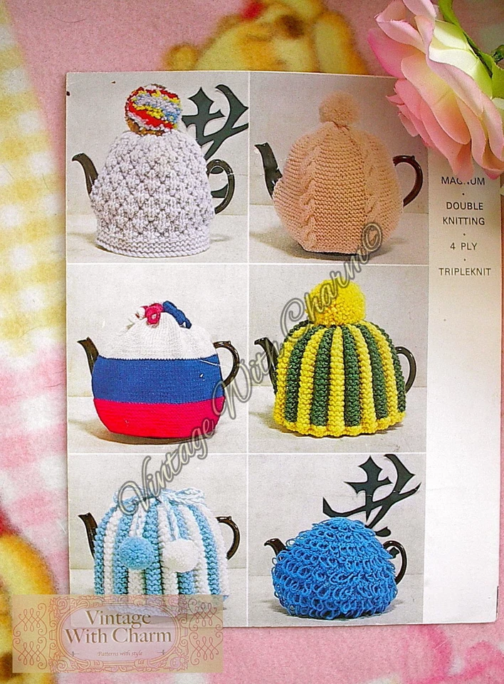 Vintage Tea Cosy Knitting Pattern 6 Fun styles JUST £1.99 - Image 1 of 1