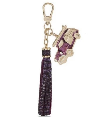 NWT$125 Brahmin Melbourne Copa Car Tassel Bag Charm Key Fob FIG JAM Brown Purple - Image 1 of 4