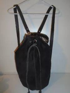 RUGBY RARE 3 TAG BUCKET BAG BACKPACK BLACK SUEDE $428USD RETAIL - Picture 1 of 11