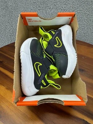 Nike Boy's Flex Plus (TD) Game Toddler Size 2C Slip On Sneakers Gray Green Shoes - Image 1 of 4