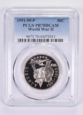 PR70 1991-1995-P World War 2 Commemorative Half Dollar PCGS 1993 - Image 1 of 4