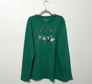 Crewcuts Girls T Shirt XL 12 -14 Cotton Green Crew Neck Long Sleeve Nutсracker - Picture 1 of 6