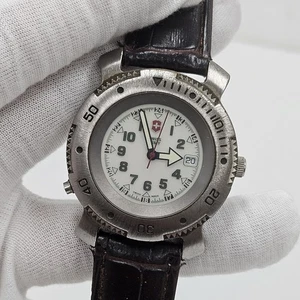 Vintage Swiss Army Sportline Watch Mens 39mm Silver Tone Backlight New Battery - Picture 1 of 10