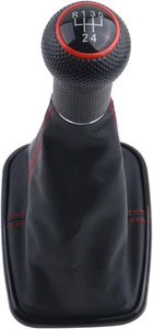 5 Speed Car Gear Shift Knob black seam red - Bild 1 von 6