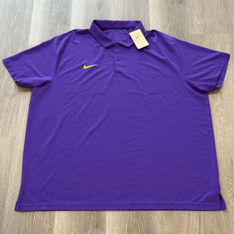 NIKE Football Dri-Fit Coaches Sideline Purple Polo Shirt Mens Medium M FJ9554