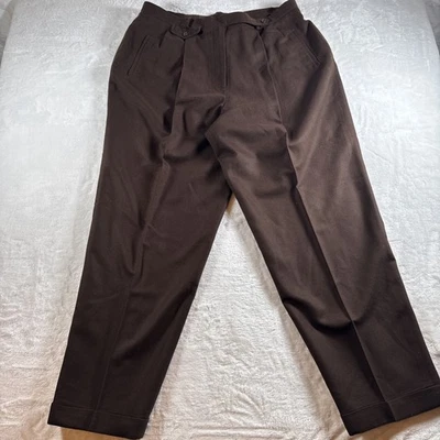 Pantalones plisados vintage Ralph Lauren para mujer talla 18 W marrón lana adornada RN54050 Foto 1 de 4
