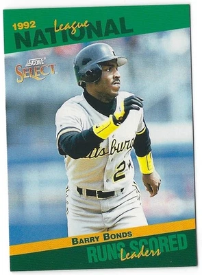 Barry Bonds 1993 Select Stat Leaders #40 NRMT+ Pittsburgh Pirates - Image 1 of 2