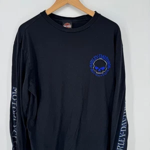 Harley Davidson Long Sleeve T Shirt XL Black Skull Motorcycles Yankee Bristol CT - Picture 1 of 5