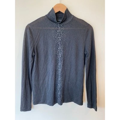 Top tejido de lujo de manga larga gris seda cachemir Akris cuello alto EE. UU. 10 para mujer Foto 1 de 4