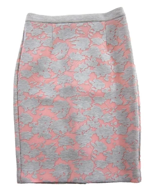 NUEVO CON ETIQUETAS Catherine Malandrino Isabel Rosa Gris Floral Falda Lápiz Recta Mujeres 6 Foto 1 de 4