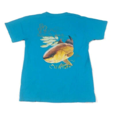 Guy Harvey Redfish Graphic T-Shirt Mens Size Small Short Sleeve Crew Neck Blue  - Image 1 of 4