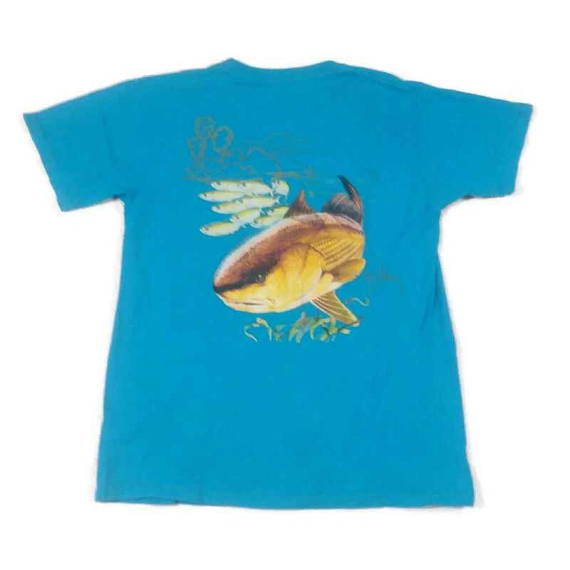 Camiseta Gráfica Guy Harvey Redfish Para Hombre Talla Pequeña Manga Corta Cuello Redondo Azul  Foto 1 de 4