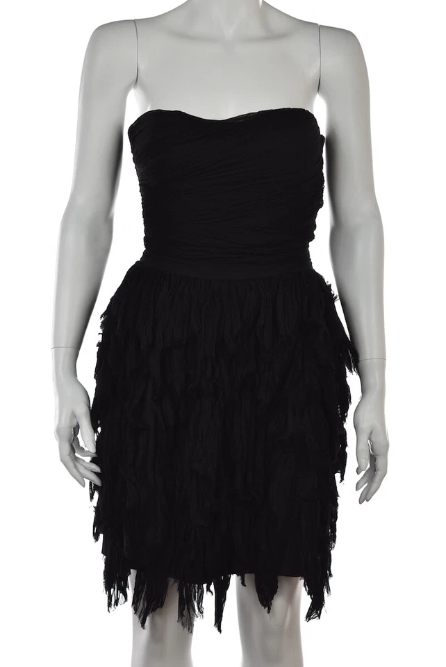 Vestido para mujer Elizabeth + James talla 6 negro liso funda sin tirantes corto seda Foto 1 de 4