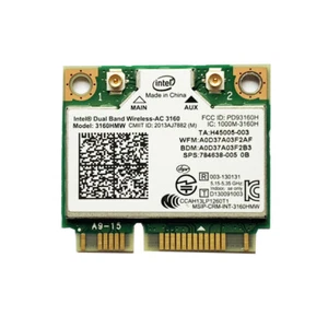 HP COMPAQ 710662-001 Intel Dual Band Wireless-AC 3160 Bluetooth BT 4.0 Wifi card - Zdjęcie 1 z 2