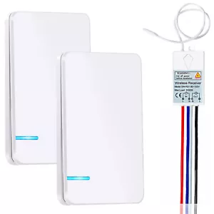 Wireless Light Switch Kit No Wiring Mini Remote 2Transmitter+1Receiver for Lamps - Picture 1 of 12