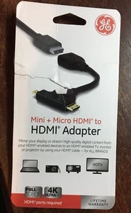 GE Mini HDMI + Micro HDMI to HDMI Adapter 33587 - Picture 1 of 2