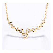 18K Solid Gold Natural Diamond Pendant Necklace Moon Antler Charm Jewelry
