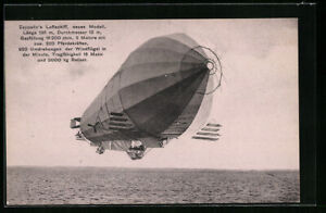 Zeppelin-Luftschiff im Flug über das Meer, Ansichtskarte 